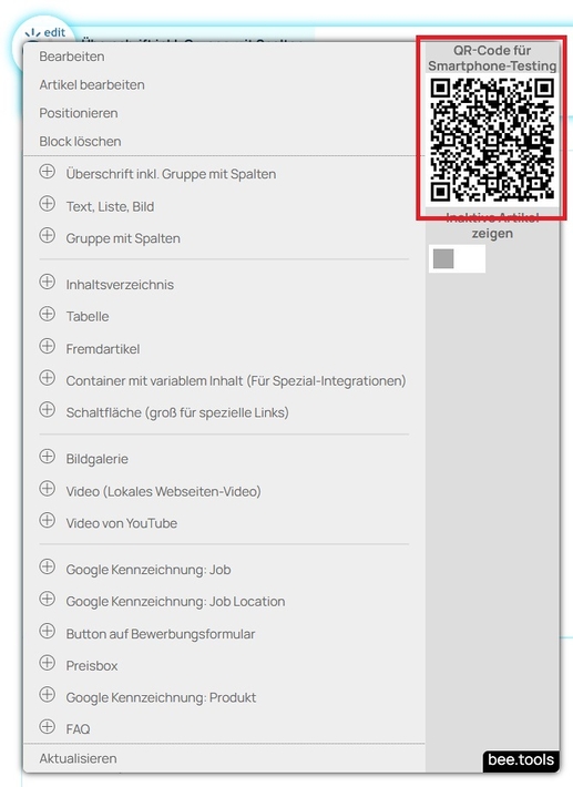 FEE Kontextmenue SM Testing
